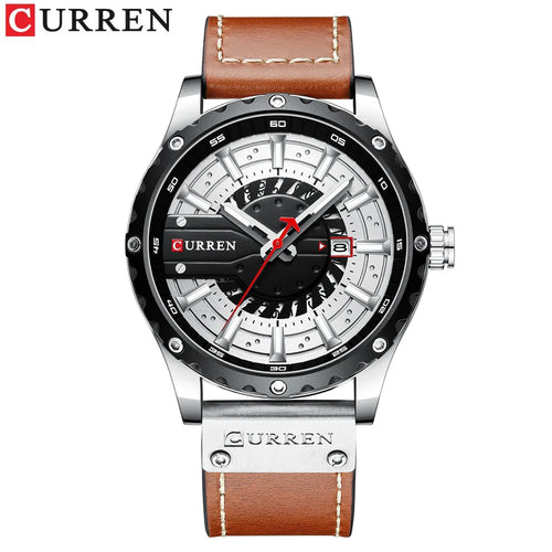 reloj de lujo con correa de cuero alta calidad