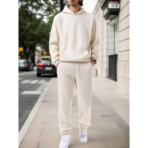 Sudadera con capucha de Color sólido para hombre conjunto de dos