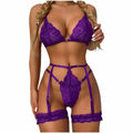 Conjunto de Tanga para mujer, Body Sexy de encaje con aros, disfraces