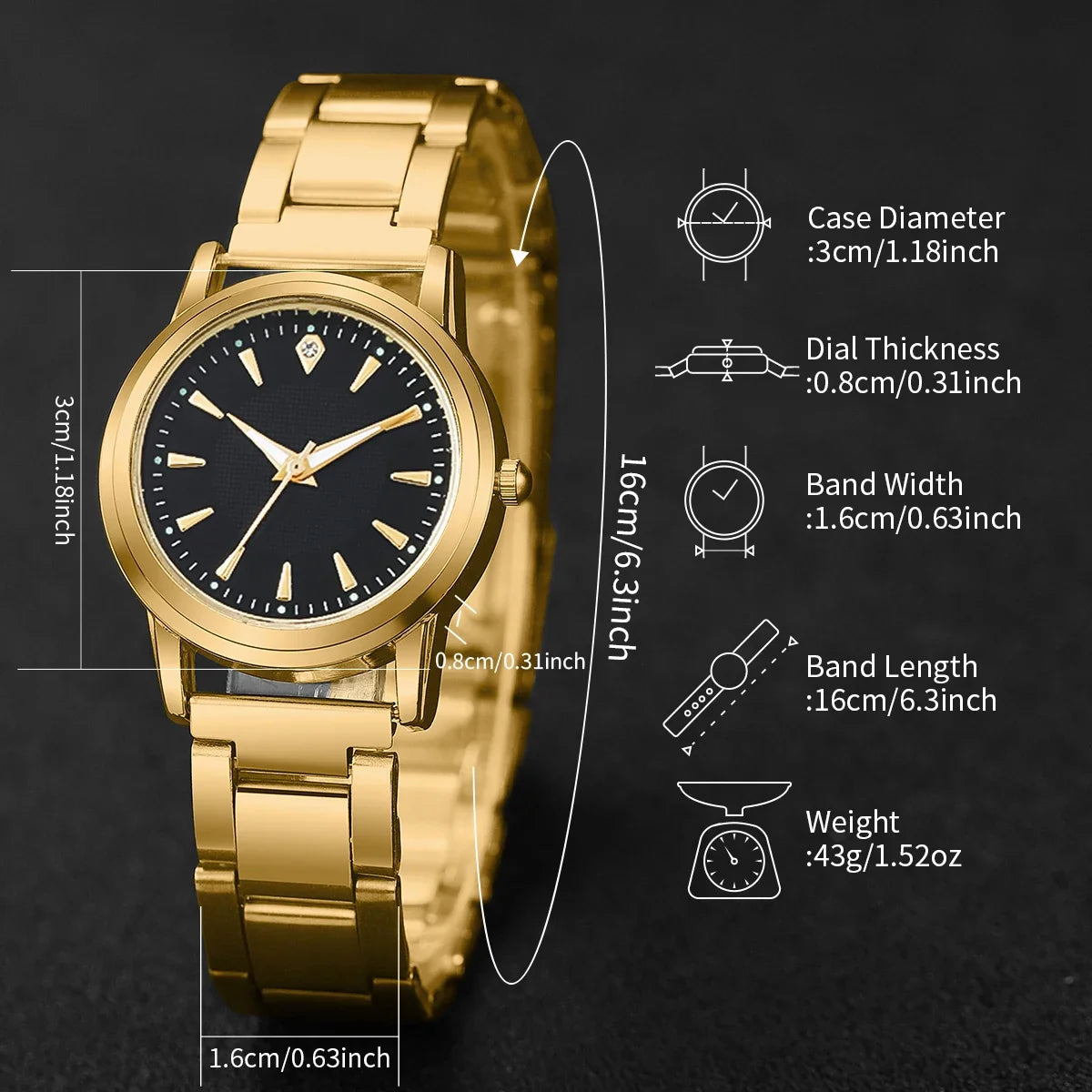 conjunto de collar pulsera y reloj para mujer