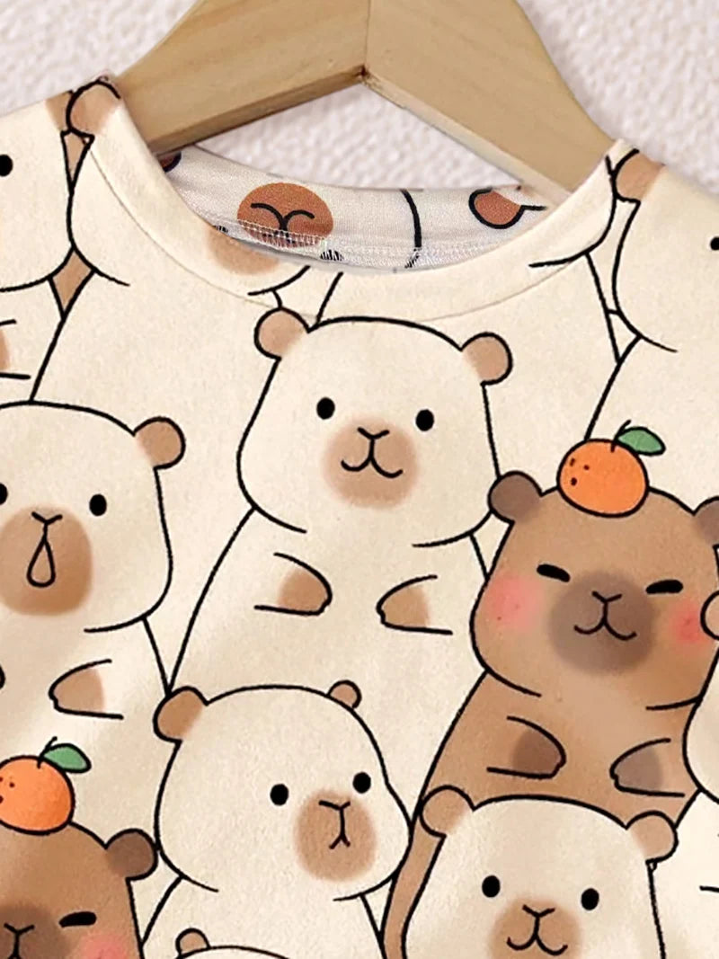 2Pcs  "Capybara" conjunto infantil de niña