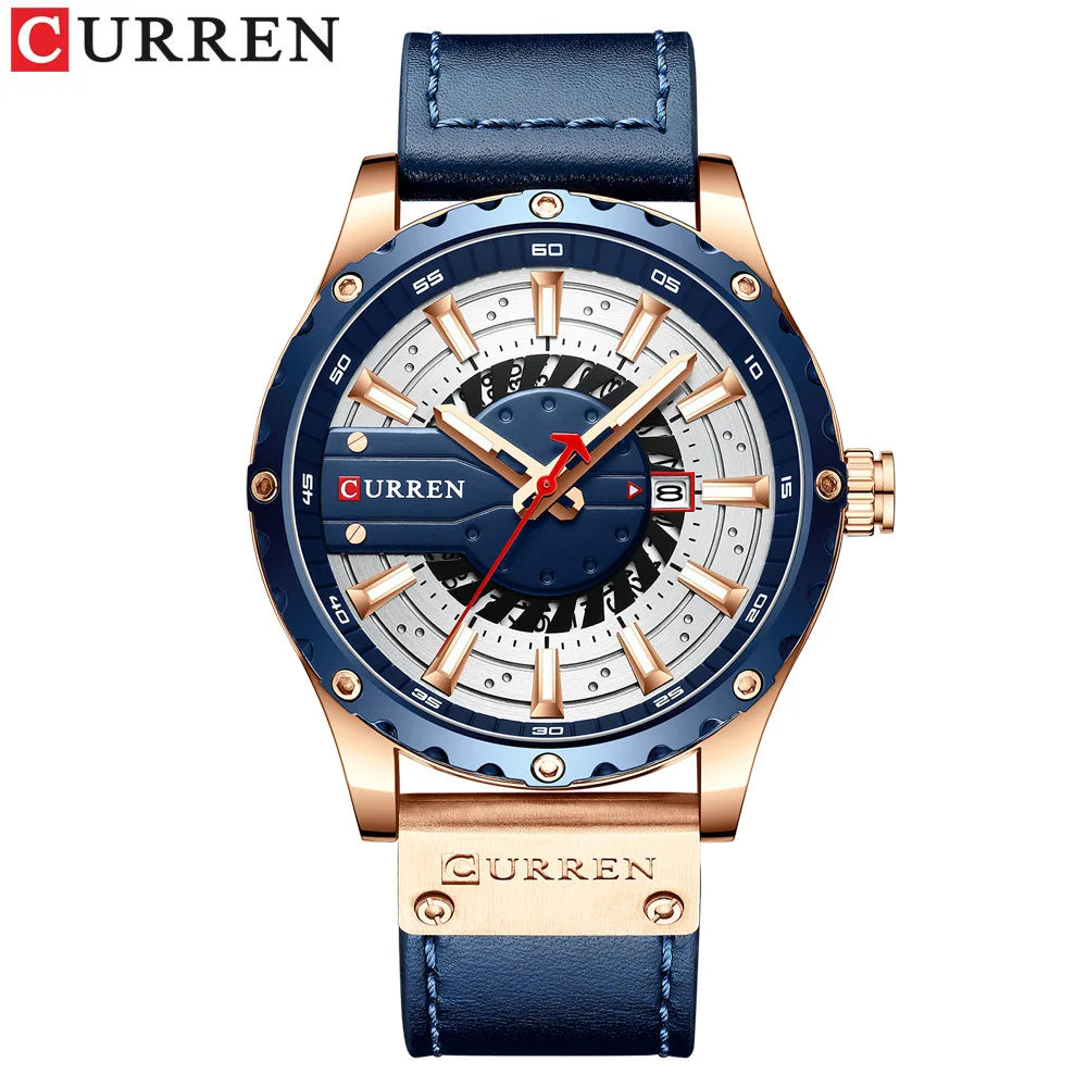 reloj de lujo con correa de cuero alta calidad