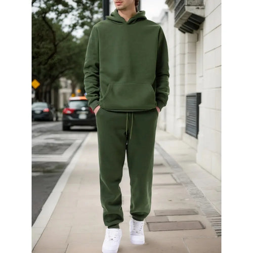Sudadera con capucha de Color sólido para hombre conjunto de dos