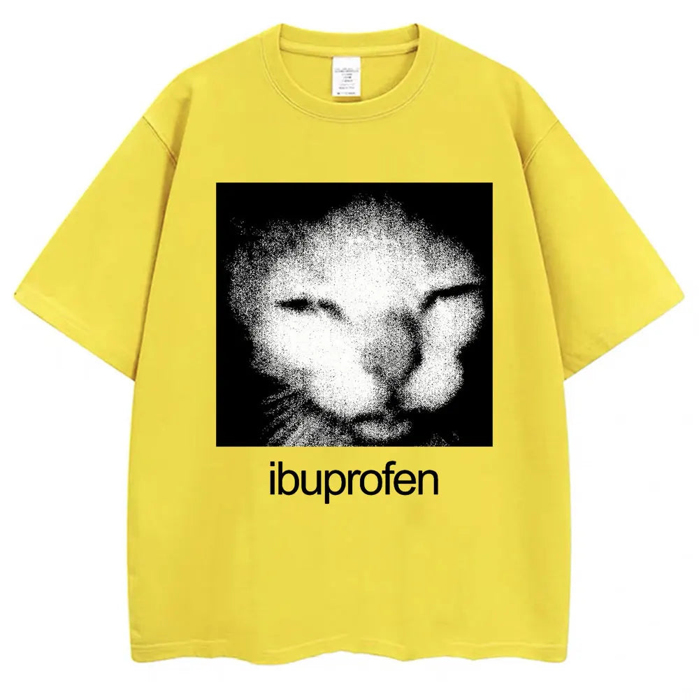 Camiseta Vintage divertida con estampado de gato de ibuprofeno para