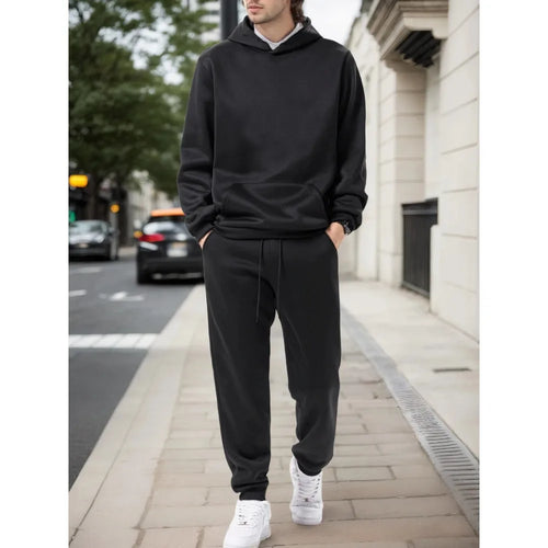 Sudadera con capucha de Color sólido para hombre conjunto de dos