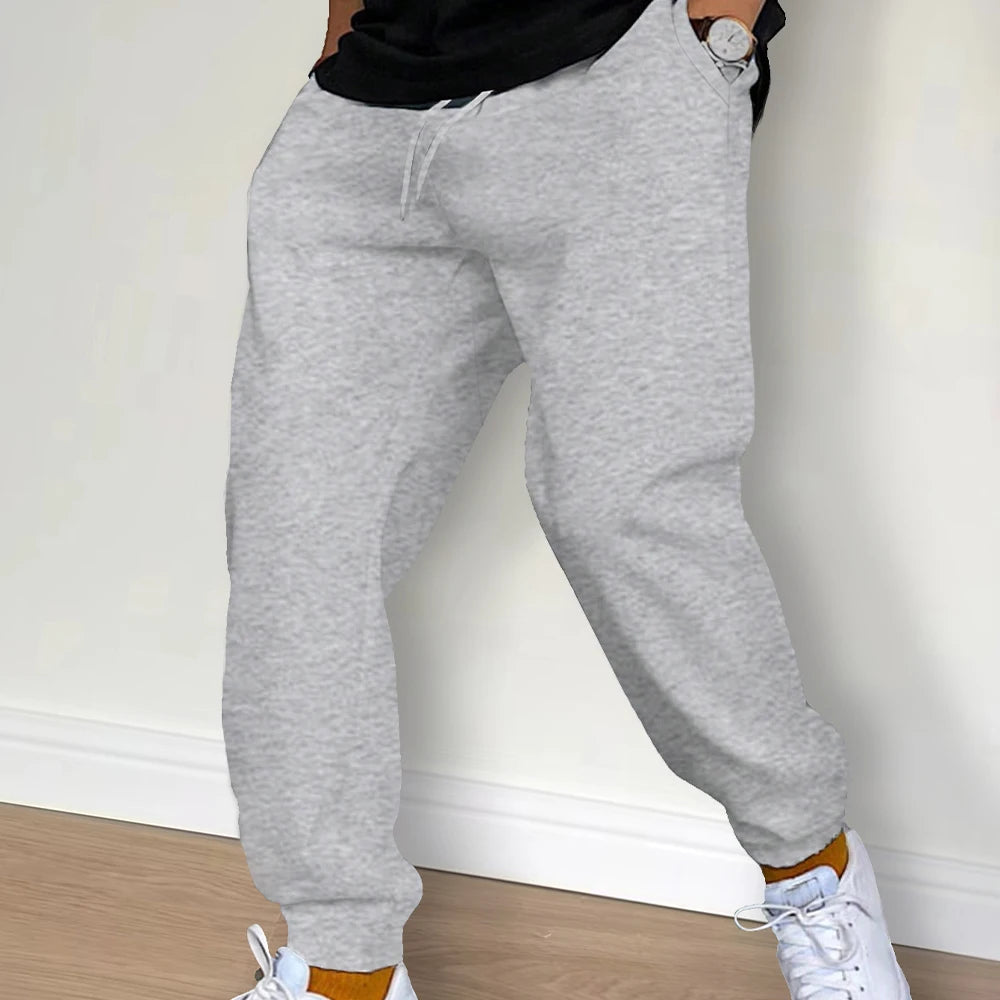 Pantalones informales para hombre pantalones de chándal de lana para