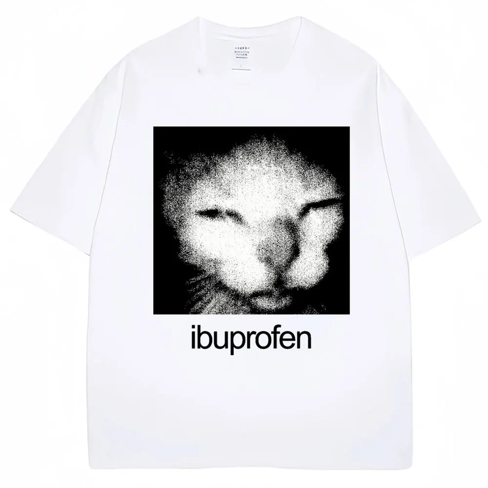 Camiseta Vintage divertida con estampado de gato de ibuprofeno para