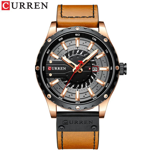 reloj de lujo con correa de cuero alta calidad