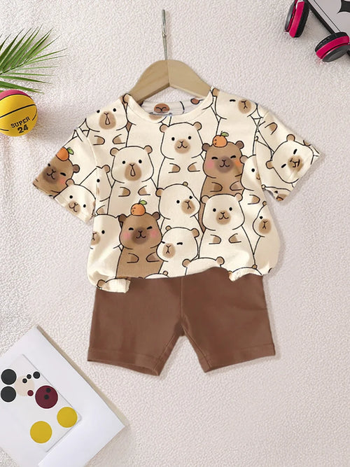 2Pcs  "Capybara" conjunto infantil de niña